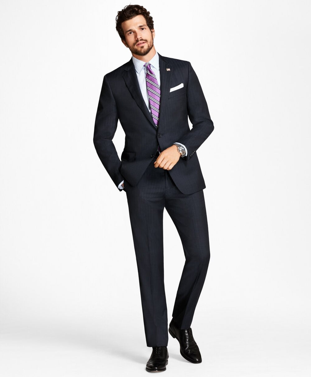 Brooks Brothers Men Regent Fit Tic Alternating Stripe 1818 Suit