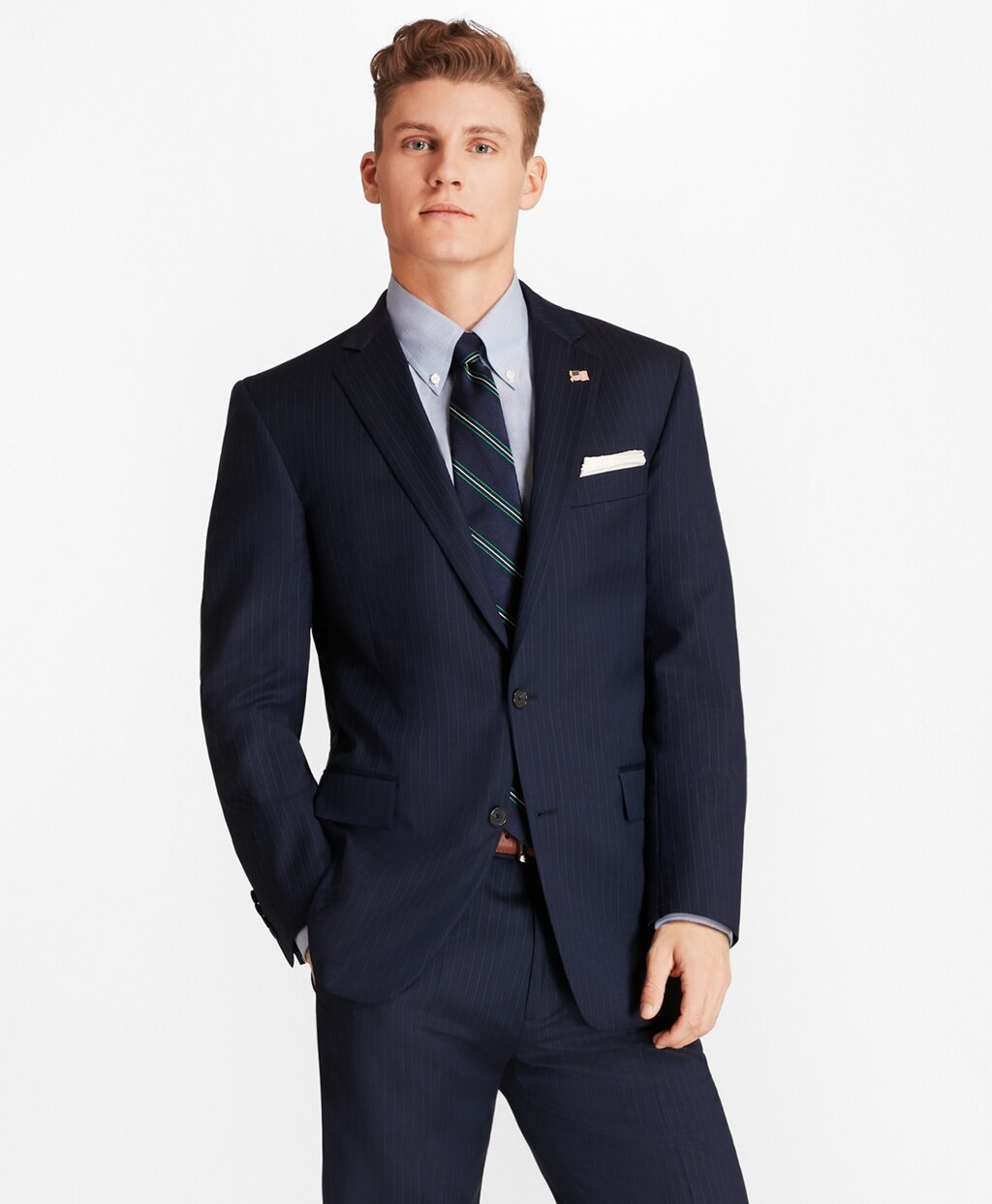 Brooks Brothers Men Regent Fit Saxxon™ Wool Bead Stripe 1818 Suit