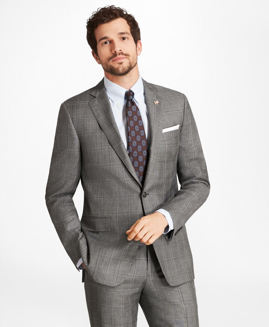 Brooks Brothers Men Regent Fit Plaid 1818 Suit