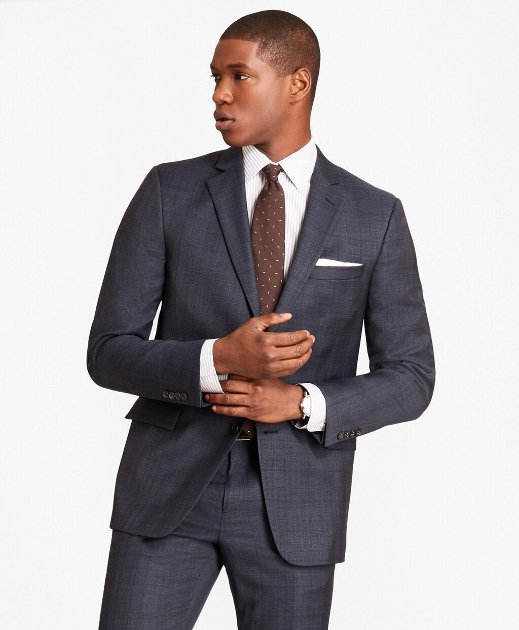 Brooks Brothers Men Regent Fit Saxxon™ Wool Blue Plaid 1818 Suit