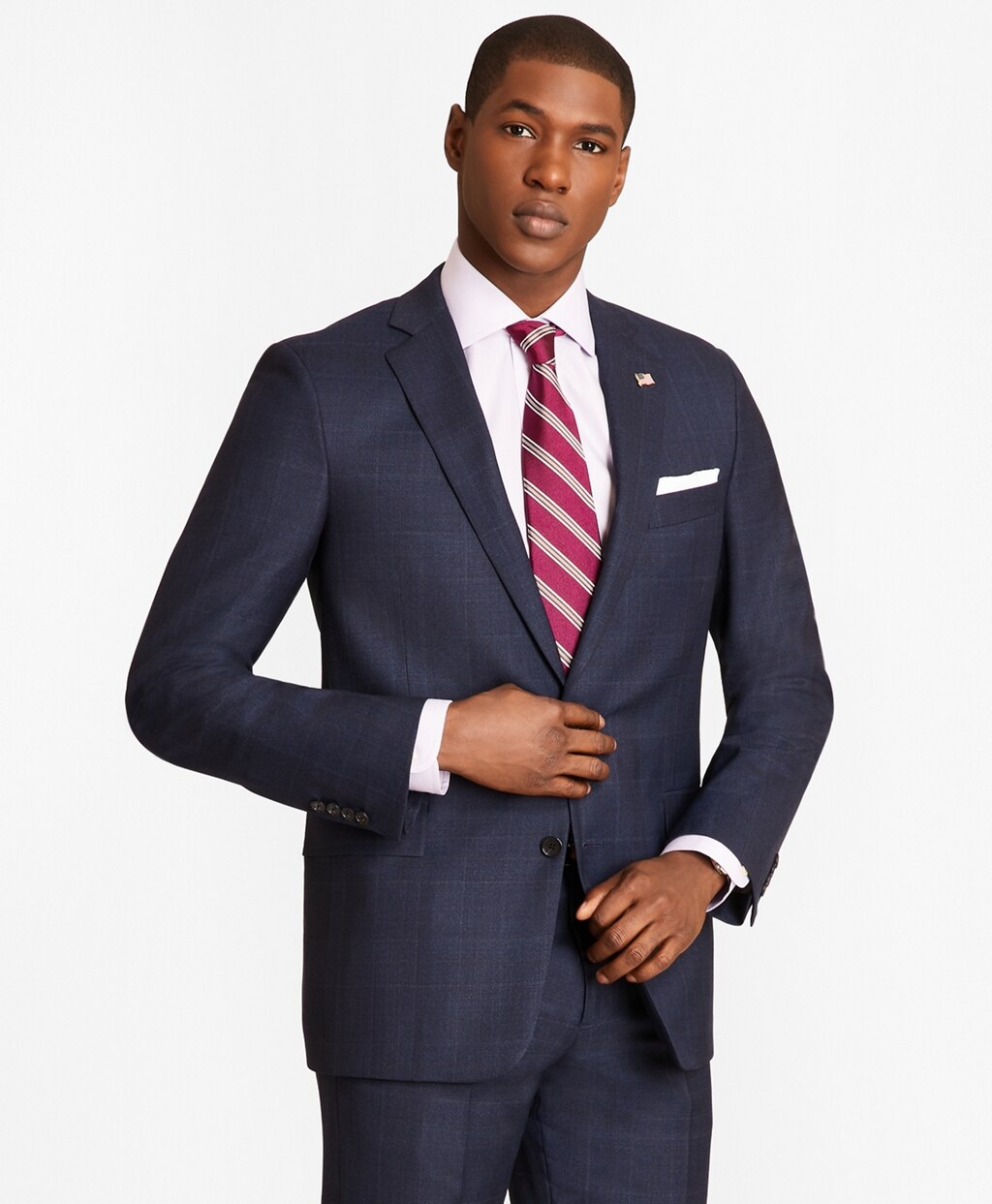Brooks Brothers Men Regent Fit Blue Windowpane 1818 Suit