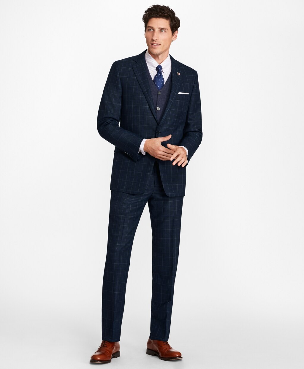 Brooks Brothers Men Regent Fit Windowpane 1818 Suit
