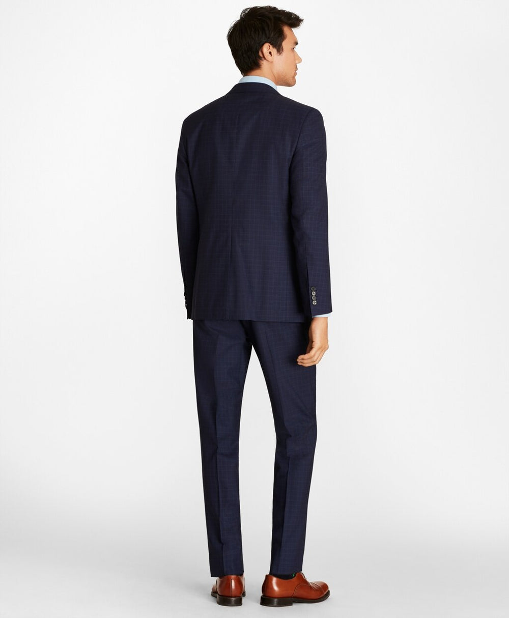 Brooks Brothers Men Regent Fit Check Three-Piece 1818 Suit