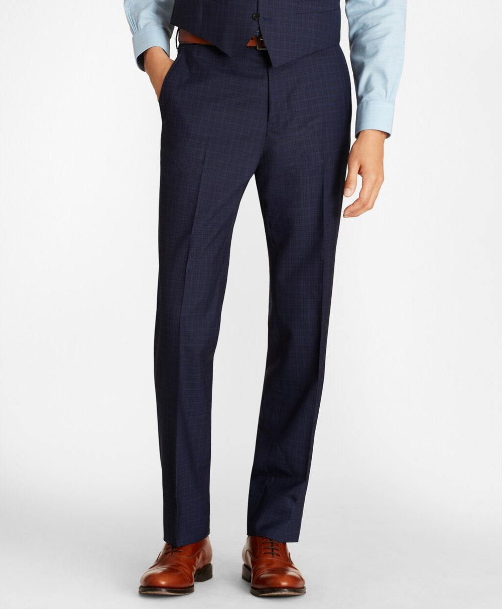 Brooks Brothers Men Regent Fit Check Three-Piece 1818 Suit