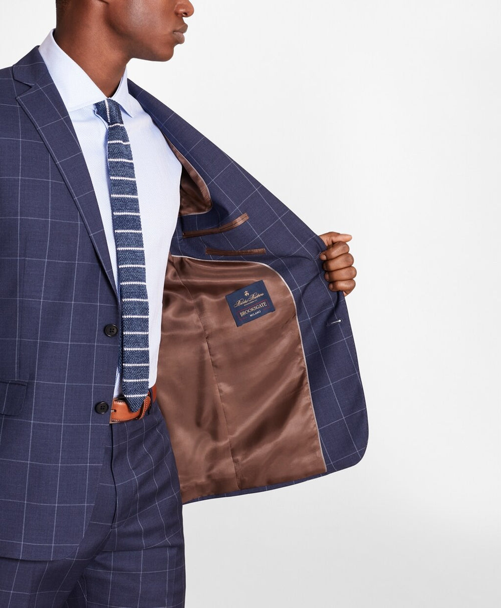 Brooks Brothers Men BrooksGate™ Regent-Fit Windowpane Wool Twill Suit Jacket