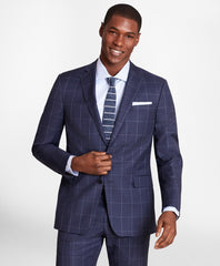 Brooks Brothers Men BrooksGate™ Regent-Fit Windowpane Wool Twill Suit Jacket