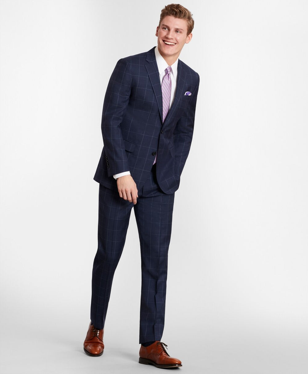 Brooks Brothers Men BrooksGate™ Milano-Fit Windowpane Wool Twill Suit Jacket