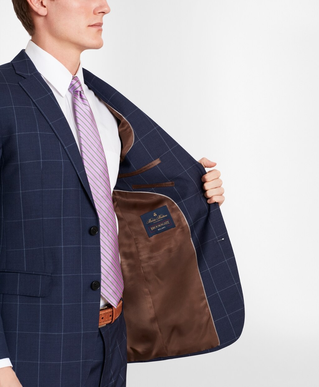 Brooks Brothers Men BrooksGate™ Milano-Fit Windowpane Wool Twill Suit Jacket