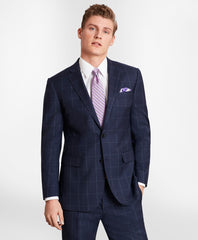 Brooks Brothers Men BrooksGate™ Milano-Fit Windowpane Wool Twill Suit Jacket