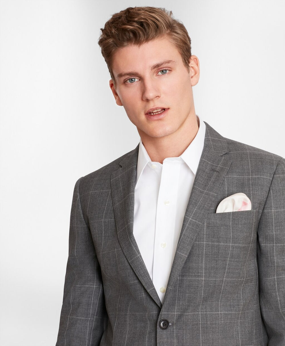Brooks Brothers Men BrooksGate™ Milano-Fit Windowpane Wool Suit Jacket