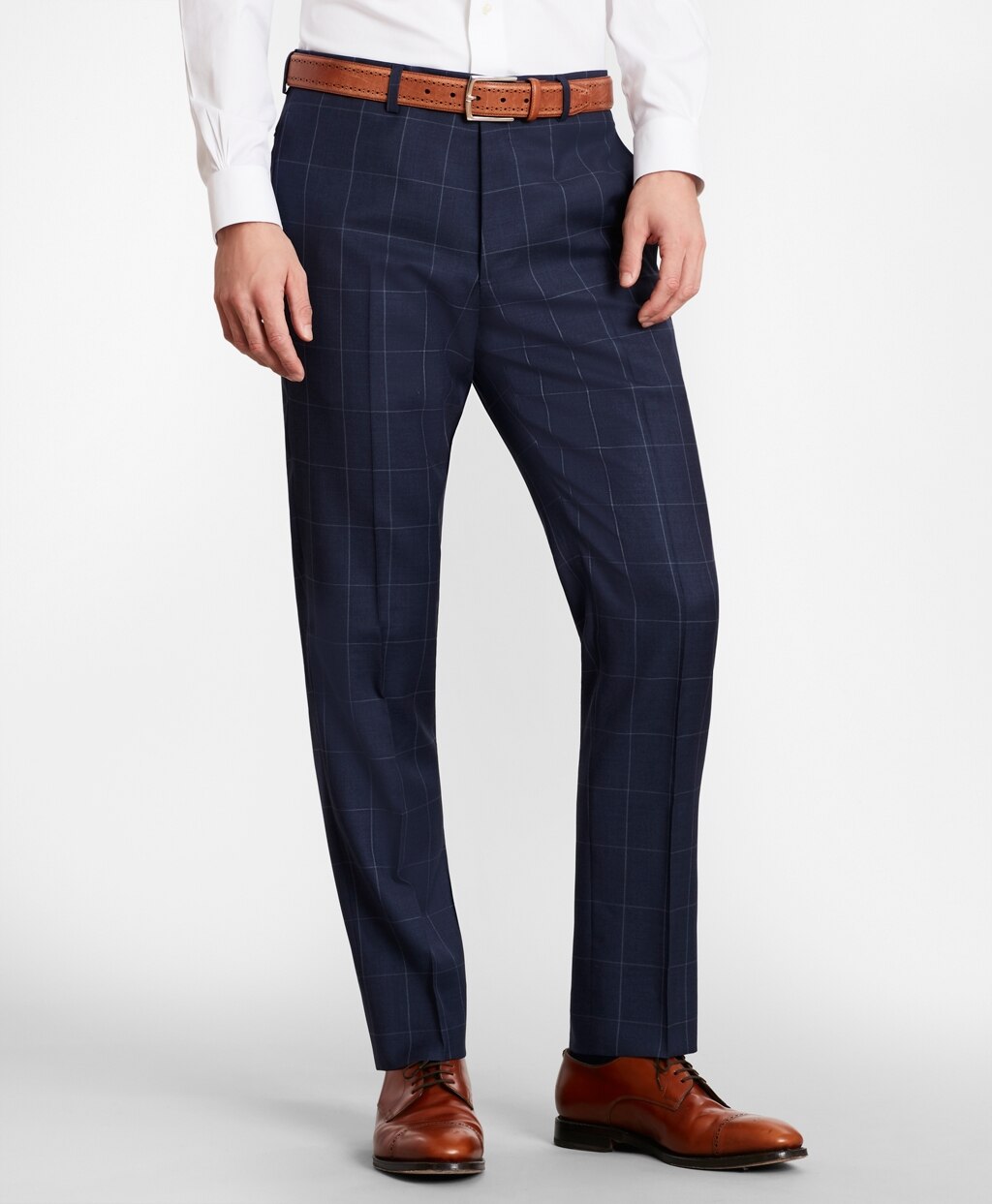 Brooks Brothers Men BrooksGate™ Milano-Fit Windowpane Wool Twill Suit Pants