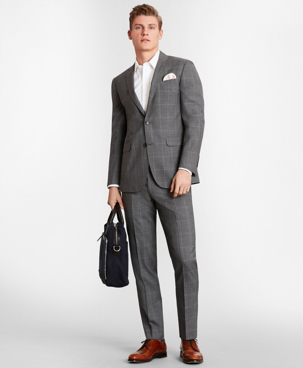 Brooks Brothers Men BrooksGate™ Milano-Fit Windowpane Wool Suit Pants