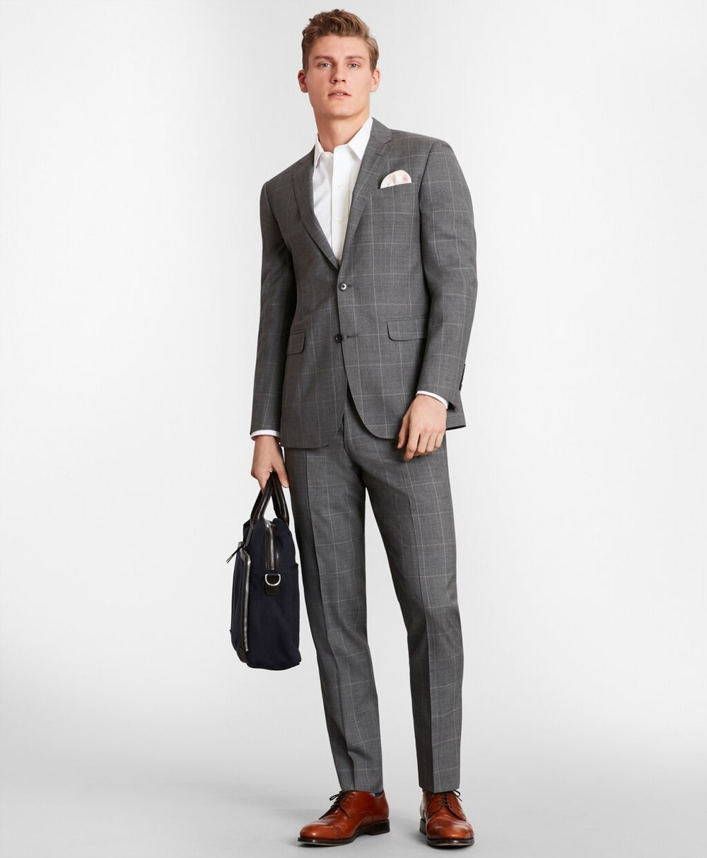 Brooks Brothers Men BrooksGate™ Milano-Fit Windowpane Wool Suit Pants