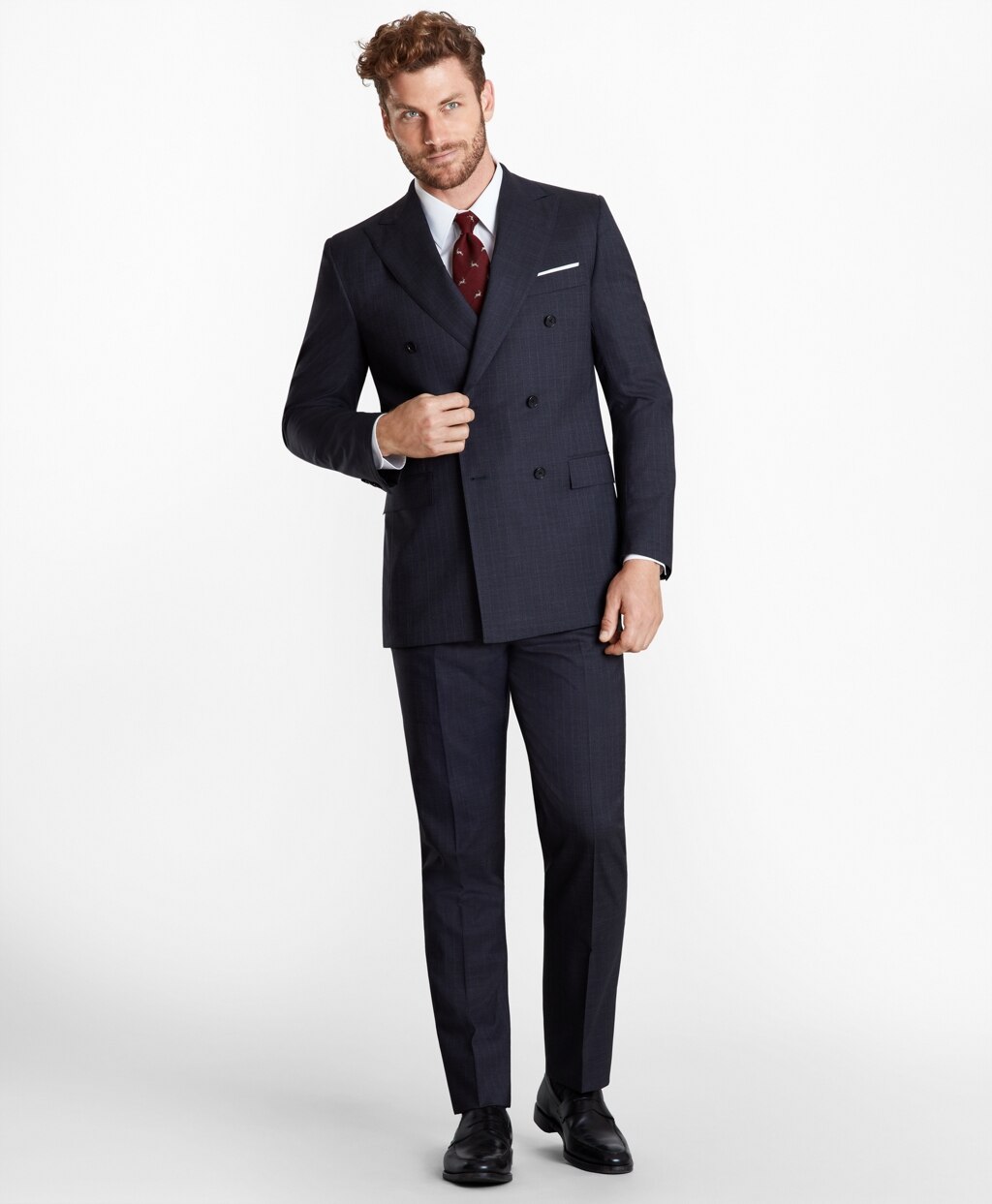 Brooks Brothers Men Regent Fit Double-Breasted Pinstripe 1818 Suit