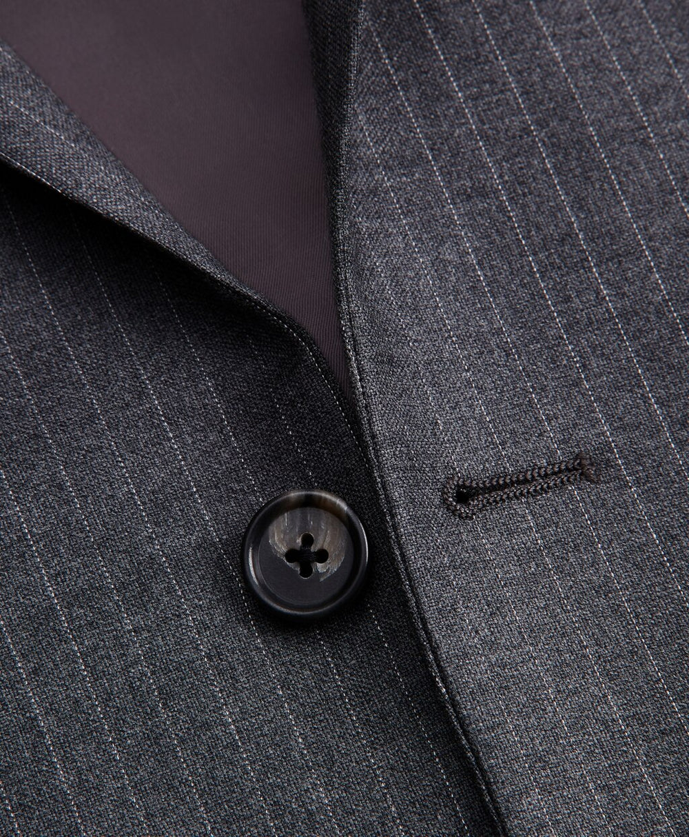 Brooks Brothers Men Regent Fit Two-Button Grey Stripe 1818 Suit