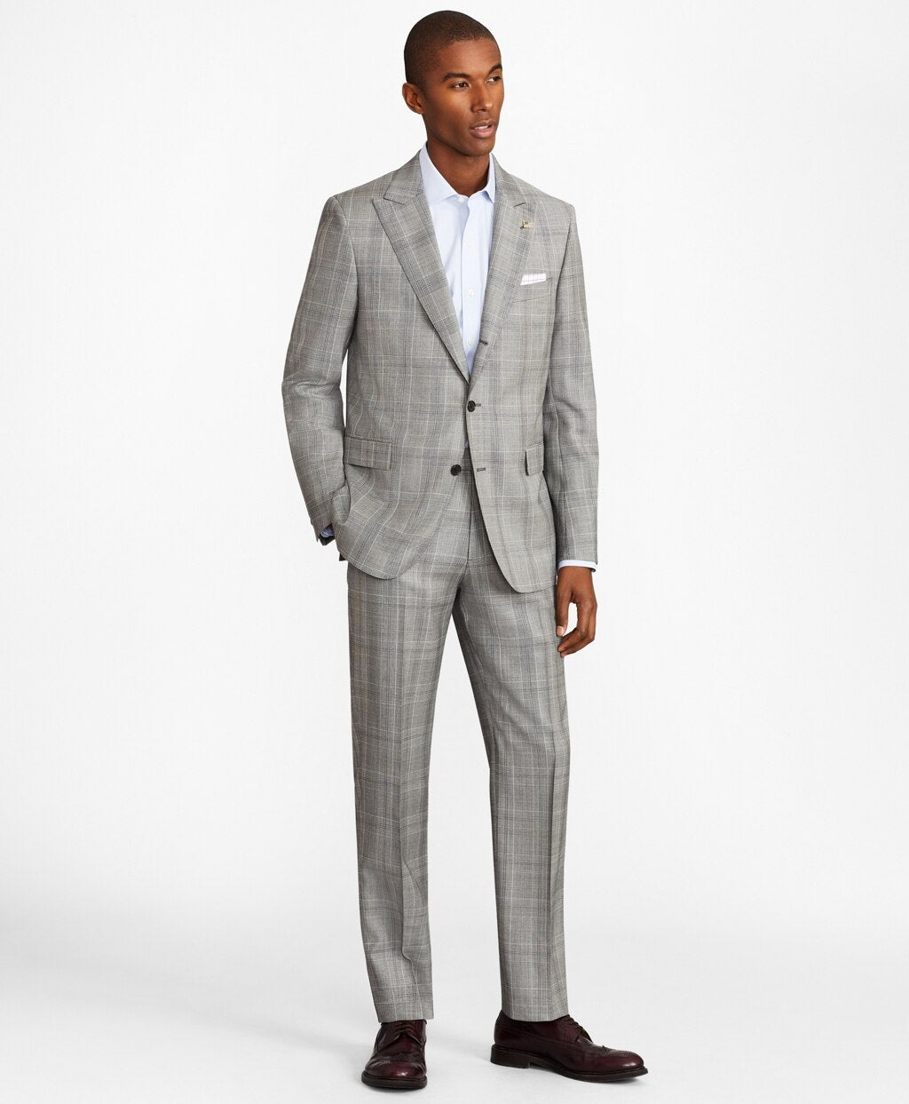 Brooks Brothers Men Regent Fit Three-Button Plaid 1818 Suit