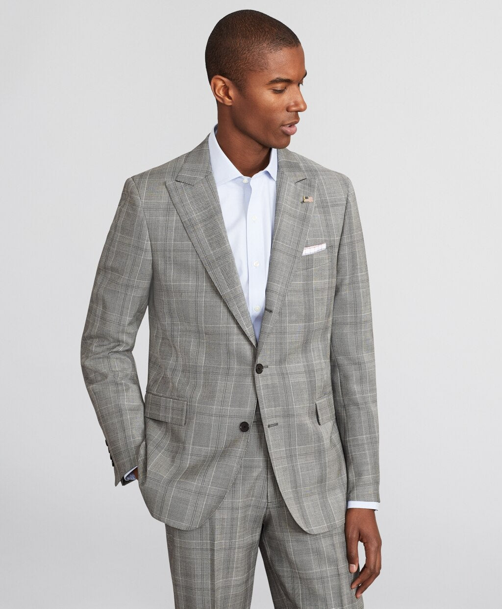 Brooks Brothers Men Madison Fit Three-Button Plaid 1818 Suit