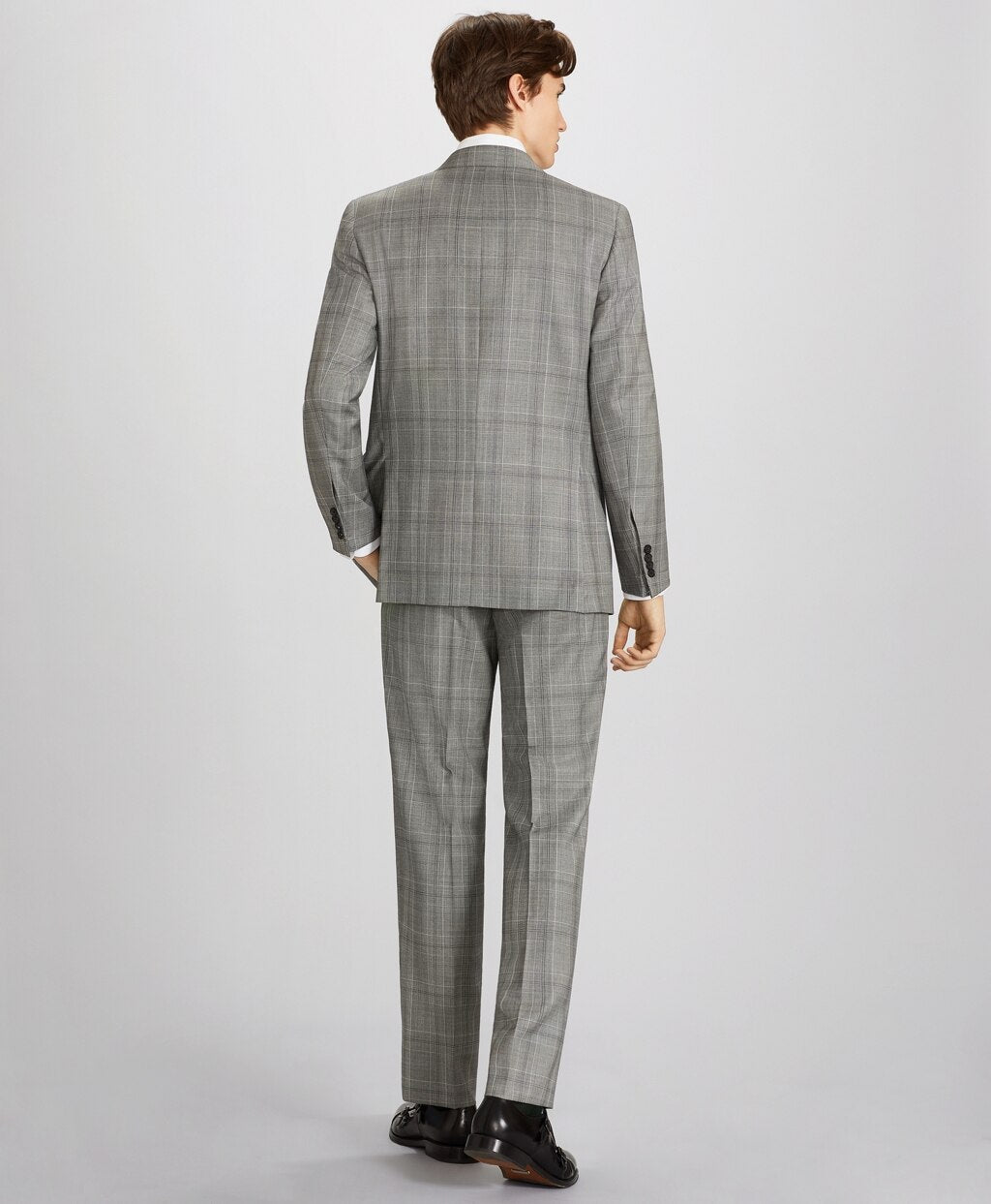 Brooks Brothers Men Milano Fit Three-Button Plaid 1818 Suit