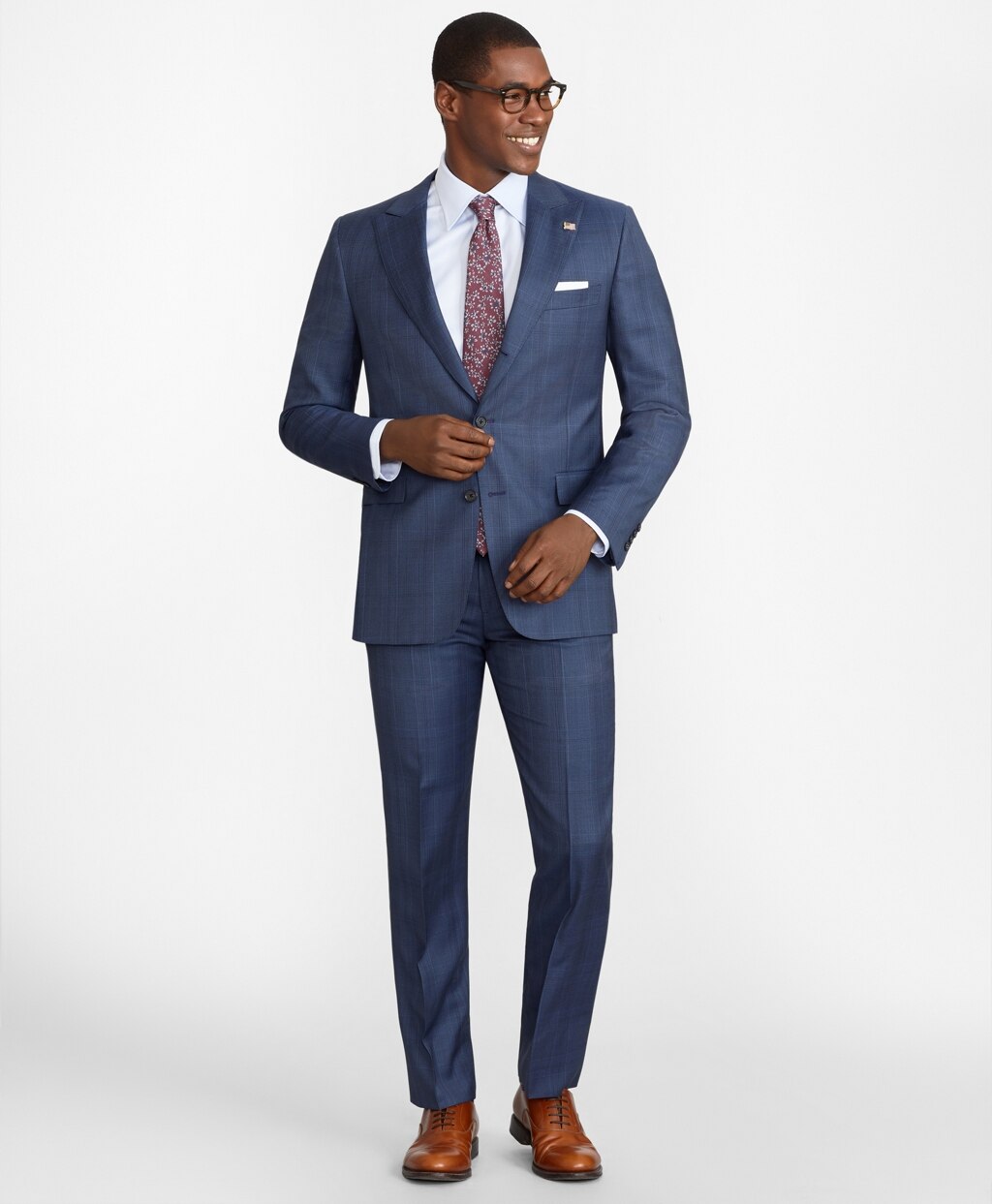 Brooks Brothers Men Regent Fit Three-Button Plaid 1818 Suit