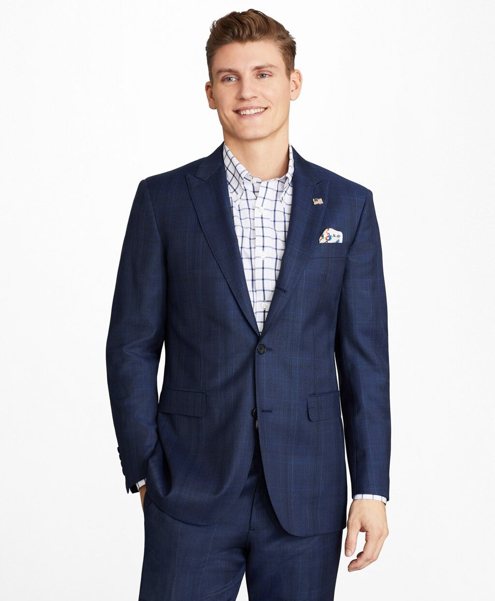 Brooks Brothers Men Milano Fit Three-Button Plaid 1818 Suit
