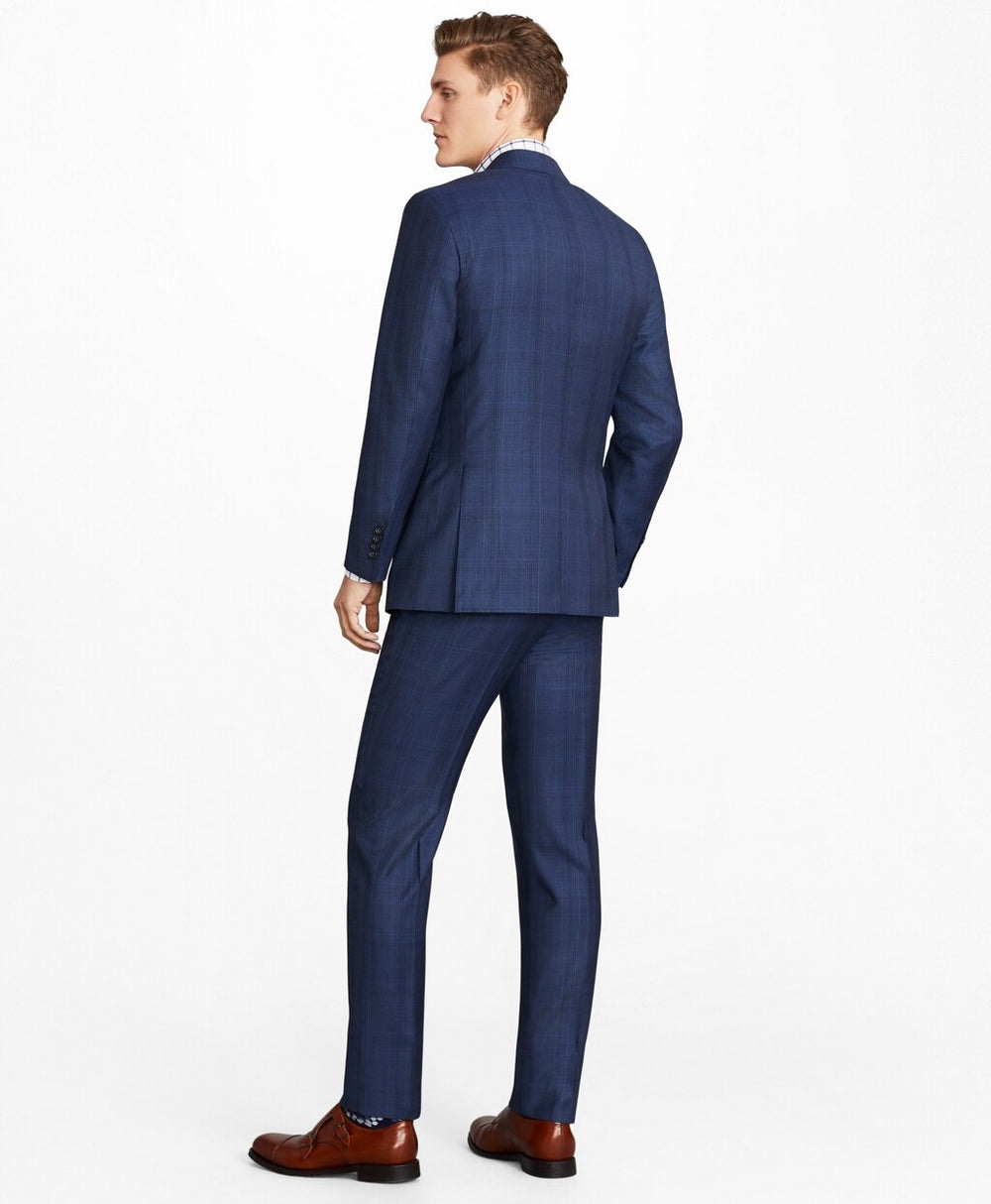 Brooks Brothers Men Milano Fit Three-Button Plaid 1818 Suit