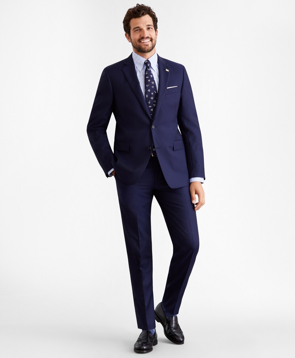 Brooks Brothers Men Regent Fit Two-Button Stripe 1818 Suit