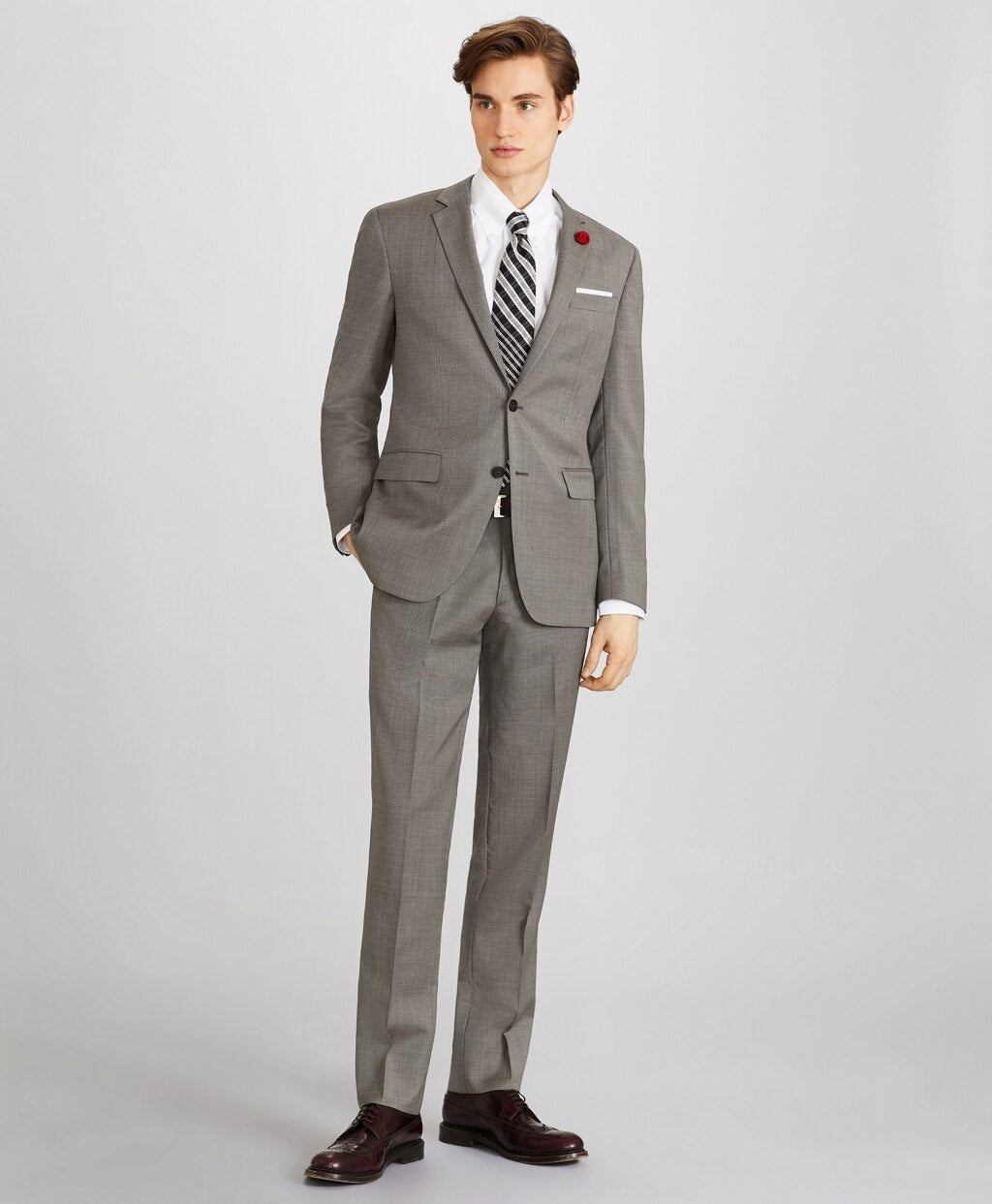 Brooks Brothers Men Milano Fit Two-Button Grey 1818 Suit