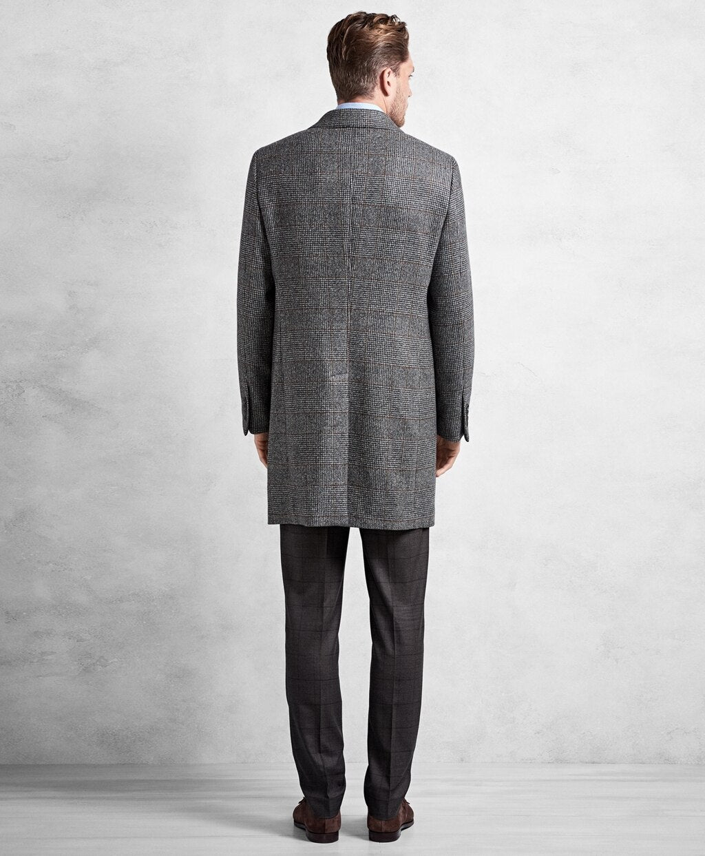 Brooks Brothers Men Golden Fleece® Black and White Plaid Topcoat