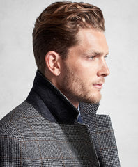 Brooks Brothers Men Golden Fleece® Black and White Plaid Topcoat