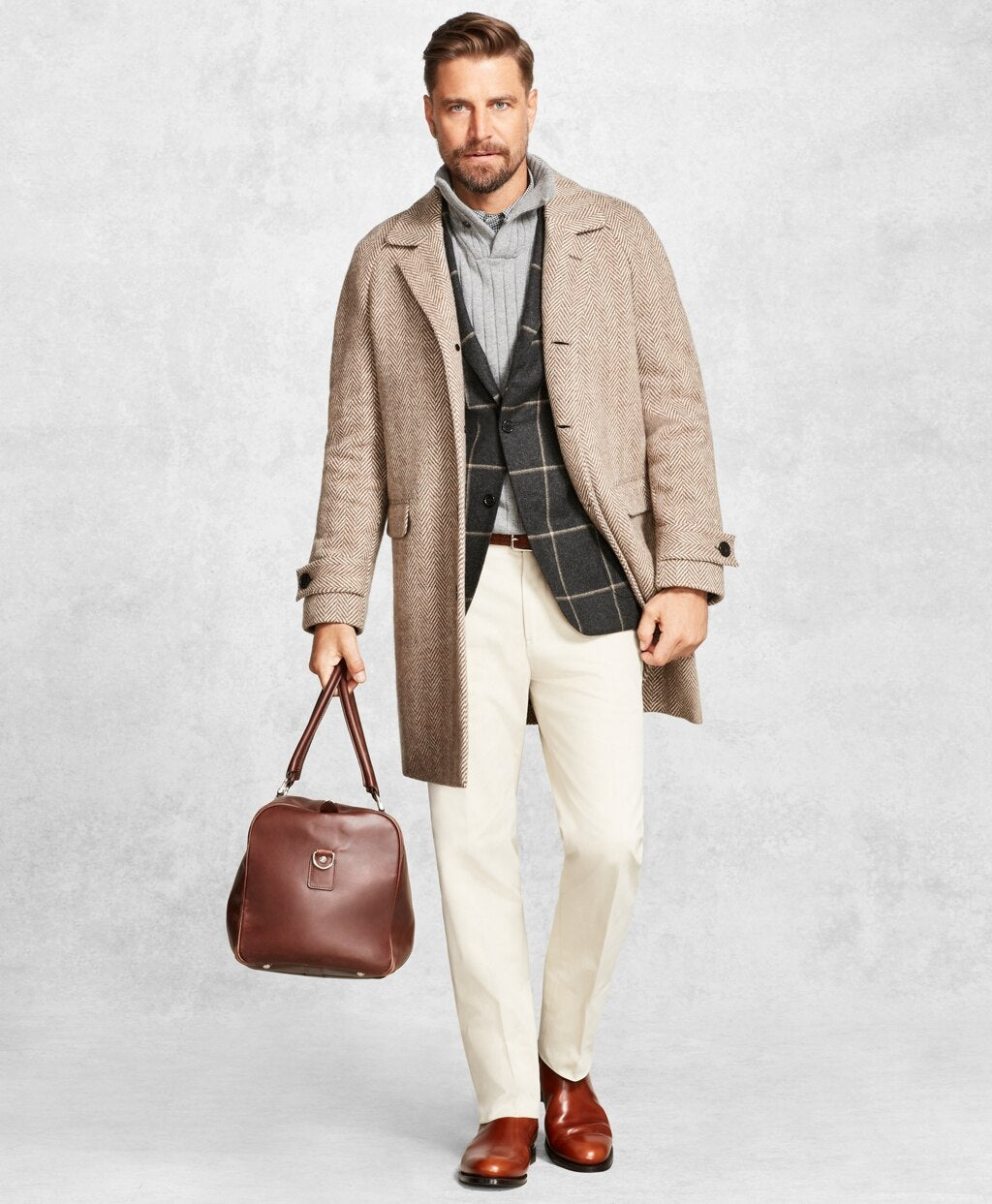 Brooks Brothers Men Golden Fleece® Herringbone Topcoat