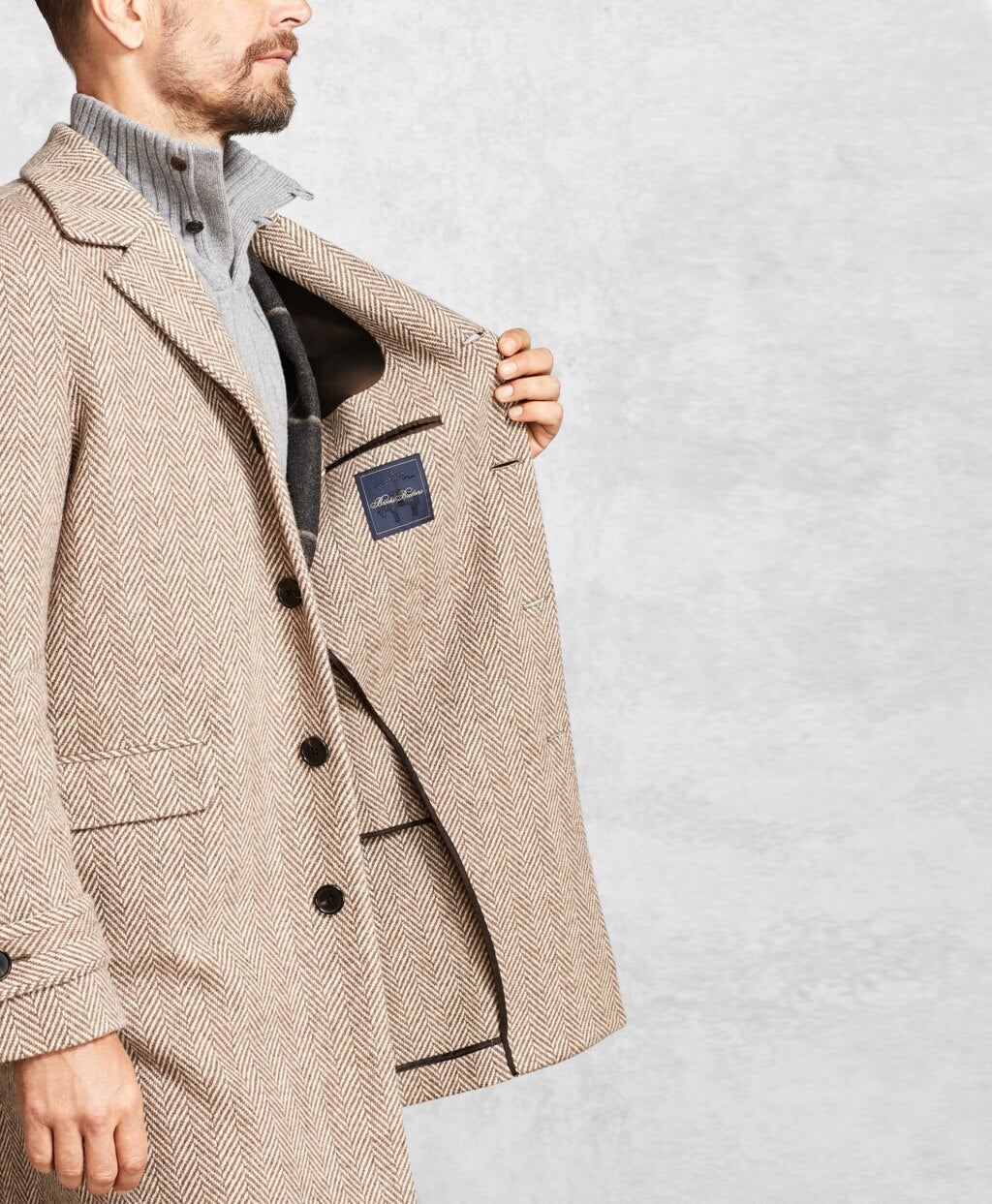 Brooks Brothers Men Golden Fleece® Herringbone Topcoat