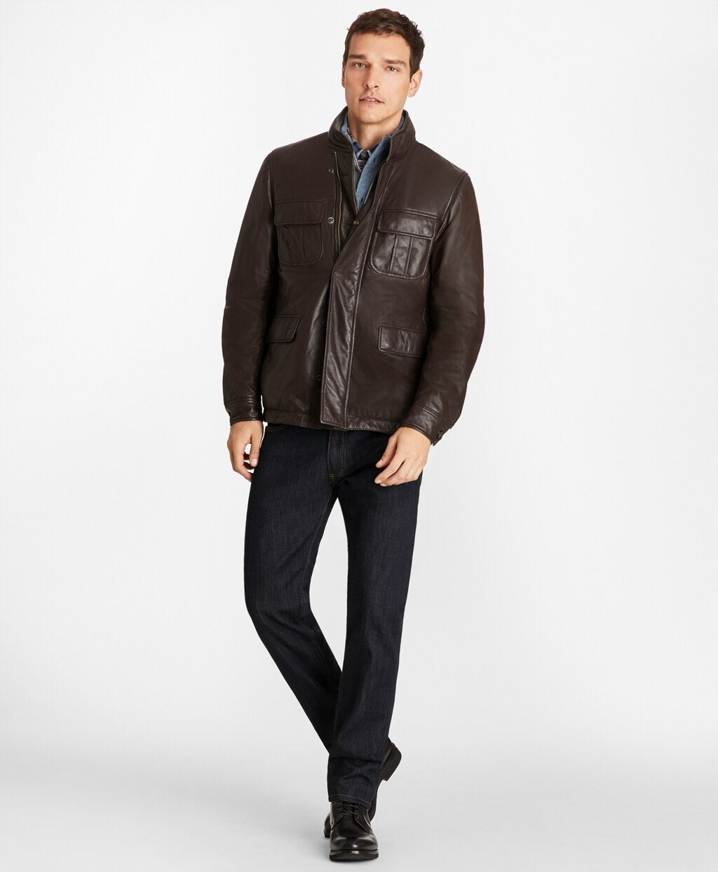 Brooks Brothers Men Reversible Leather Jacket
