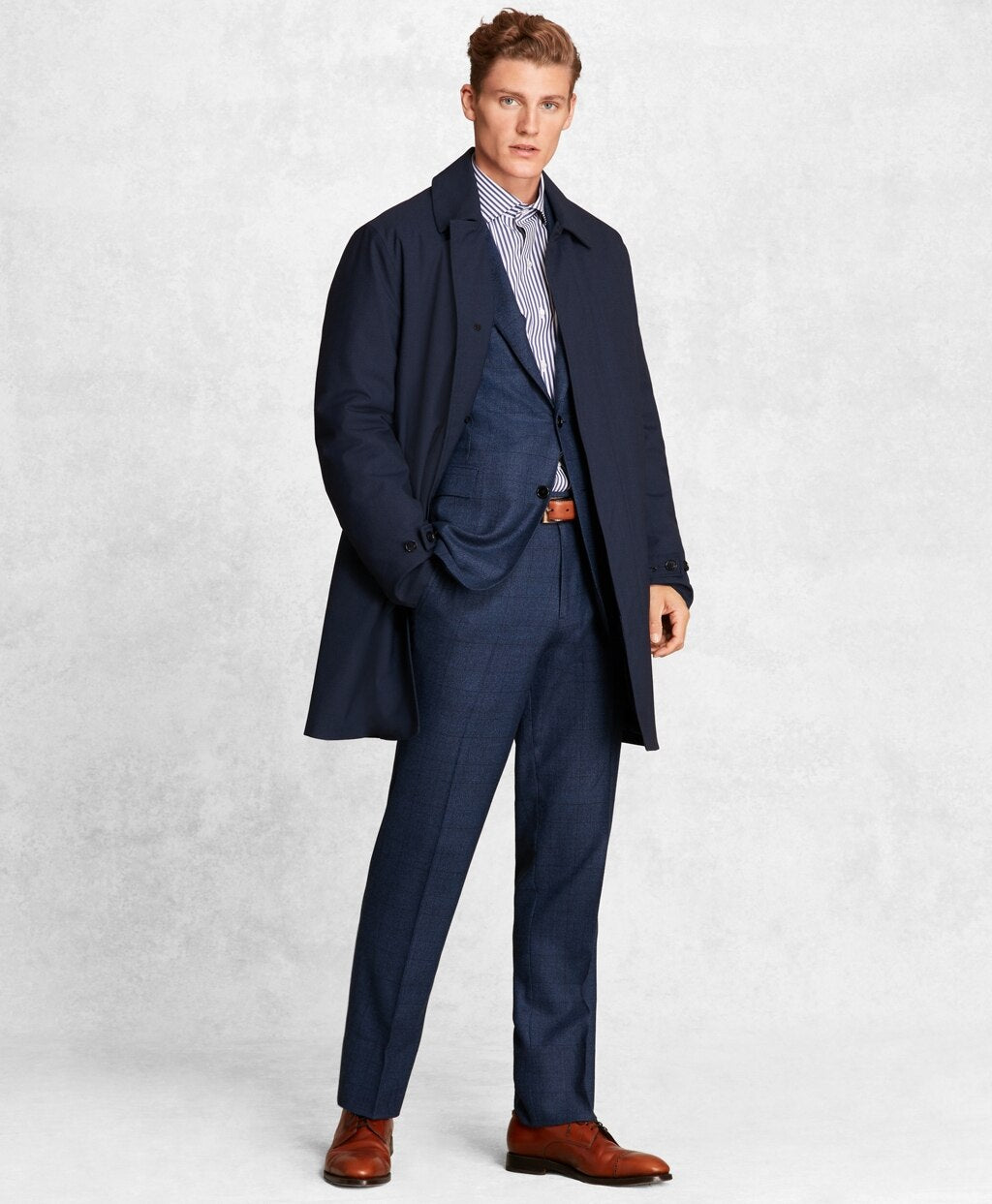 Brooks Brothers Men Golden Fleece® BrooksTech™ Wool-Blend Trench Coat