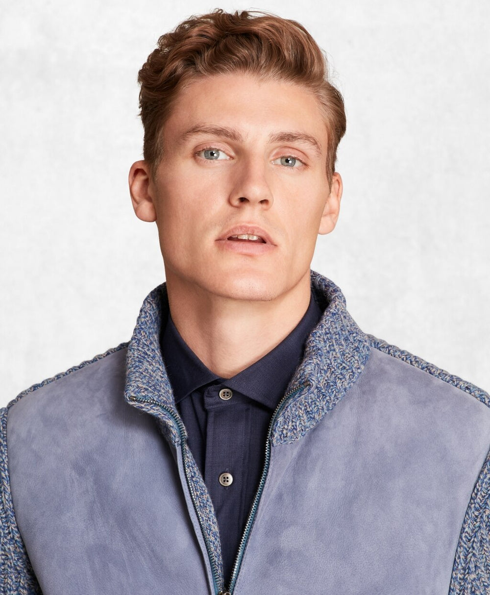 Brooks Brothers Men Golden Fleece® Shearling Zip-Up Cardigan Jacket