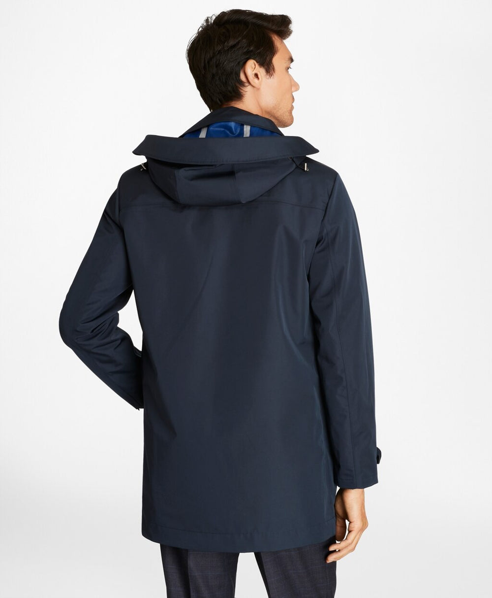 Brooks Brothers Men Water-Repellent Hooded Trench Coat