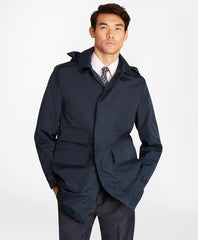 Brooks Brothers Men Water-Repellent Hooded Trench Coat