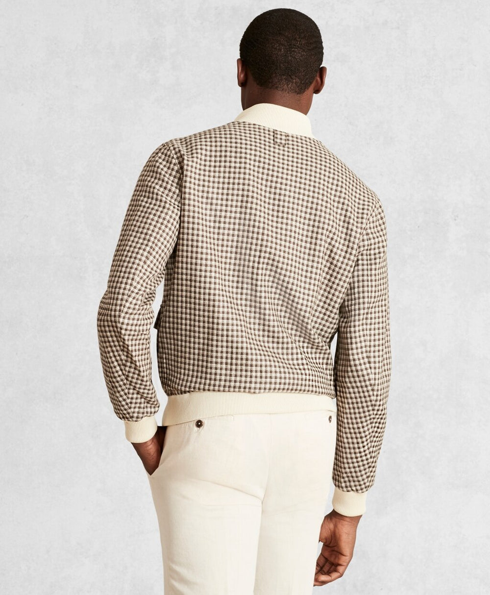 Brooks Brothers Men Golden Fleece® Wool Linen Houndstooth Bomber Jacket