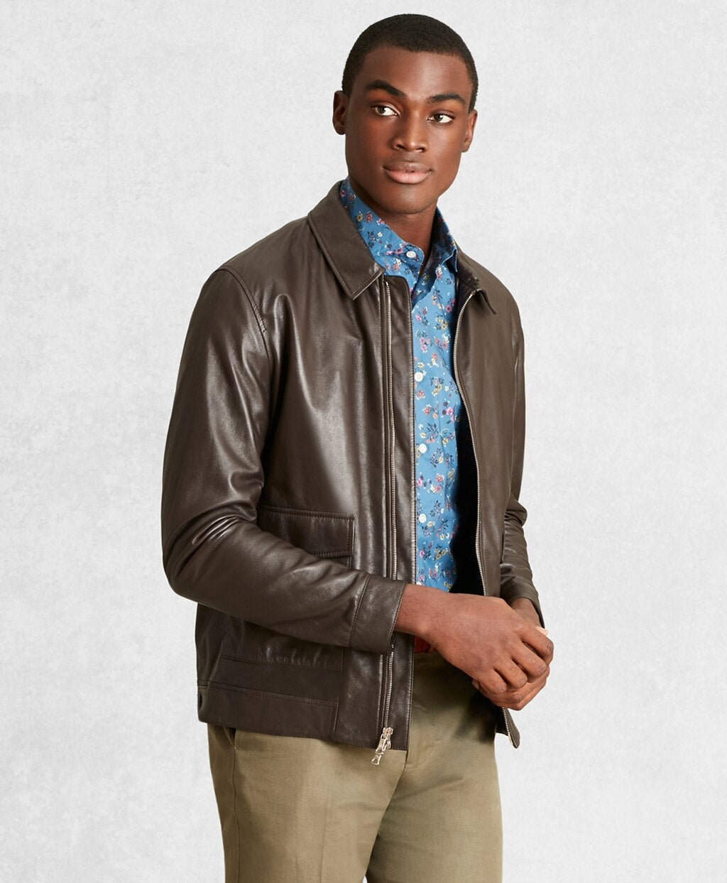 Brooks Brothers Men Golden Fleece® Leather Bomber Jacket