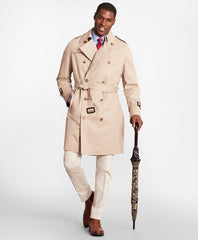 Brooks Brothers Men Double-Breasted Khaki Trench