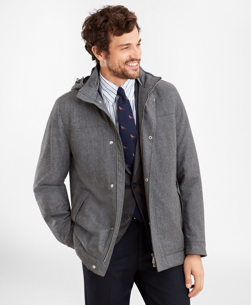 Brooks Brothers Men Wool Hooded Jacket