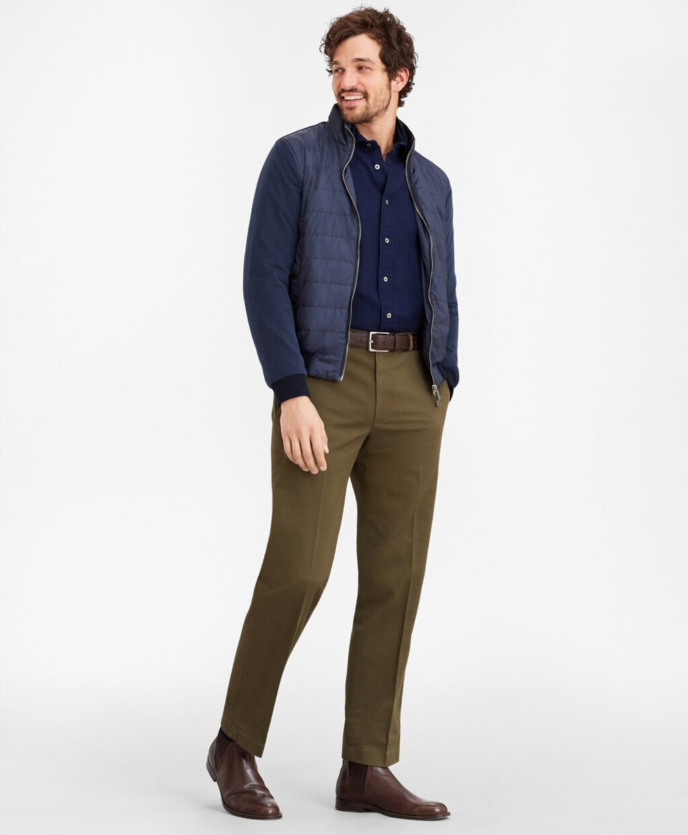 Brooks Brothers Men Mixed-Media Quilted Bomber Jacket