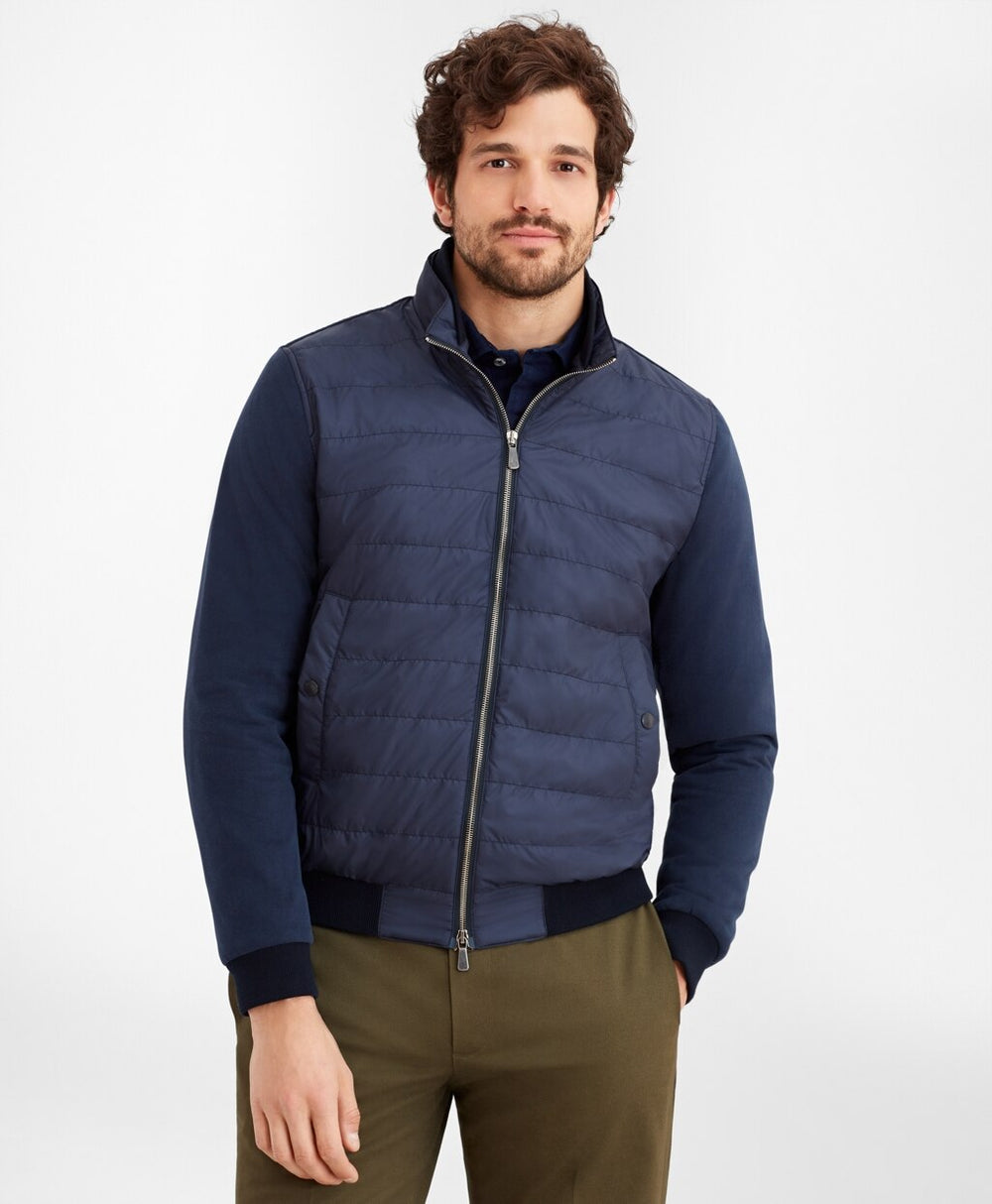 Brooks Brothers Men Mixed-Media Quilted Bomber Jacket