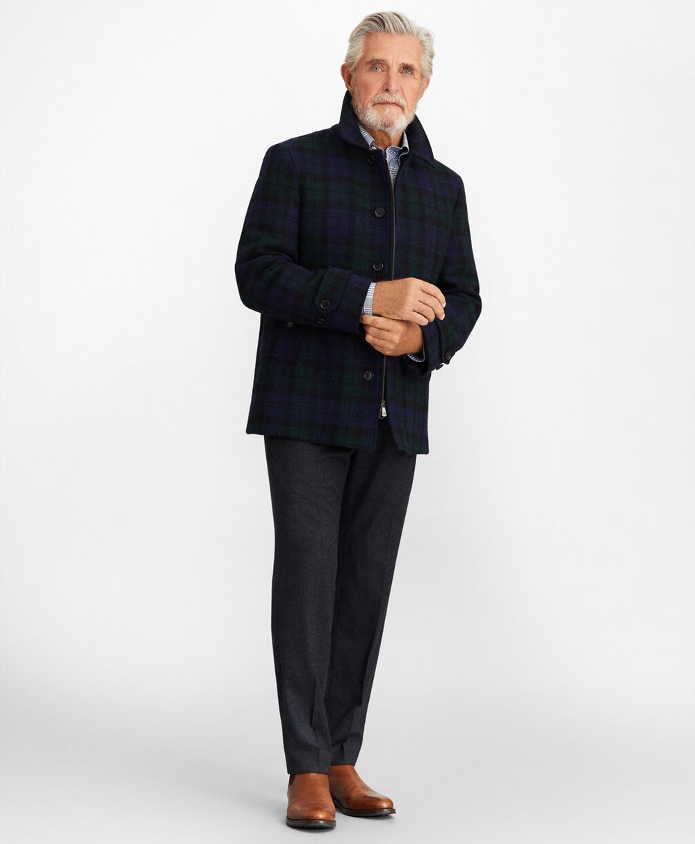 Brooks Brothers Men Harris Tweed Black Watch Walking Coat