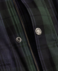 Brooks Brothers Men Black Watch Tartan Waxed Cotton Barn Coat