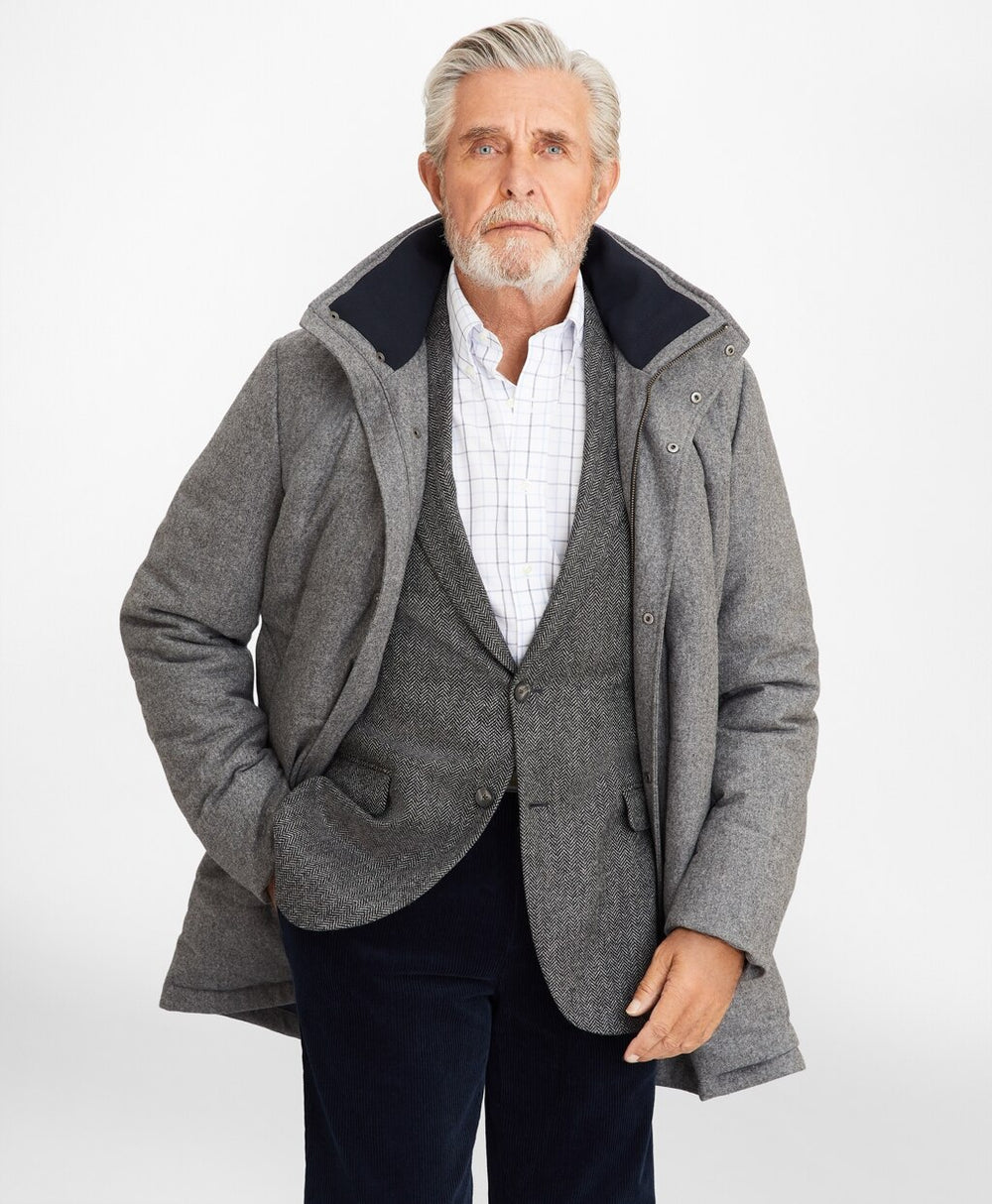 Brooks Brothers Men Flannel Puffer Coat