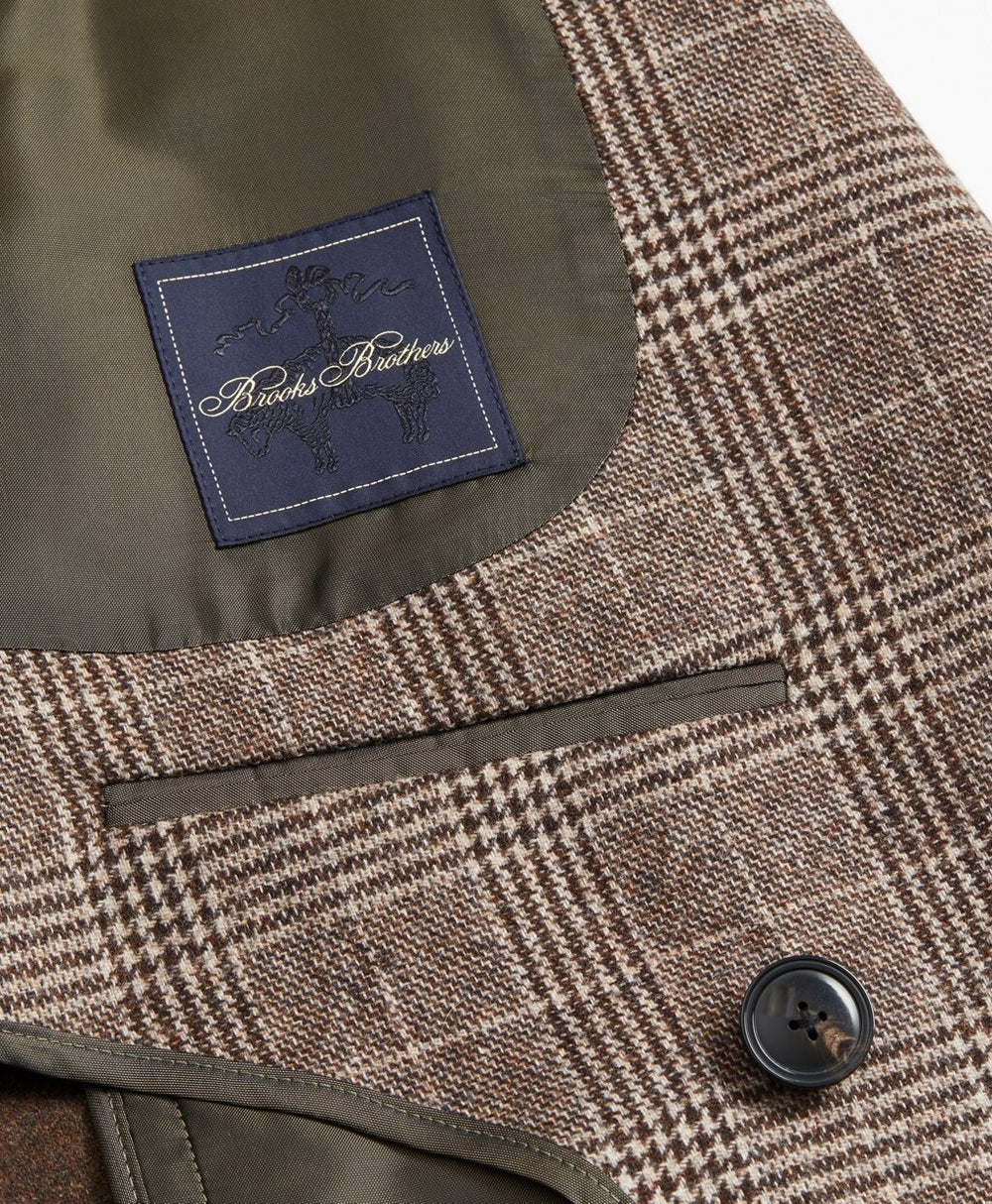 Brooks Brothers Men Golden Fleece® Double-Breasted Plaid Topcoat