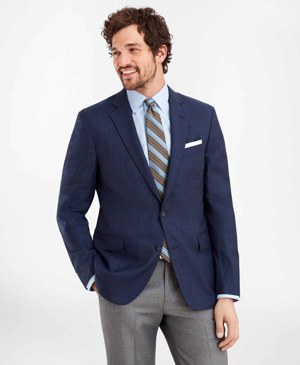 Brooks Brothers Men Regent Fit Navy Plaid Sport Coat