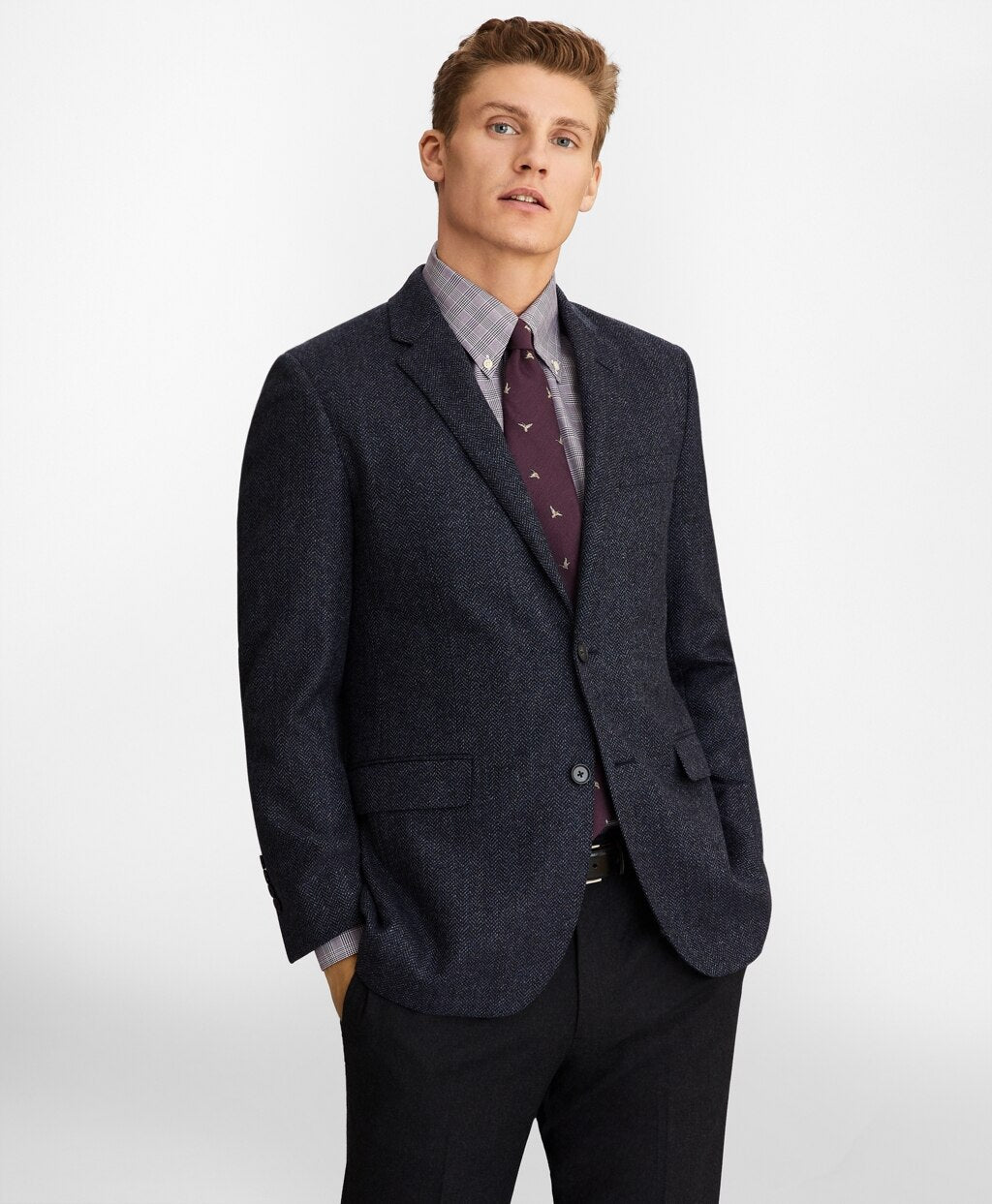 Brooks Brothers Men Milano Fit Herringbone Sport Coat