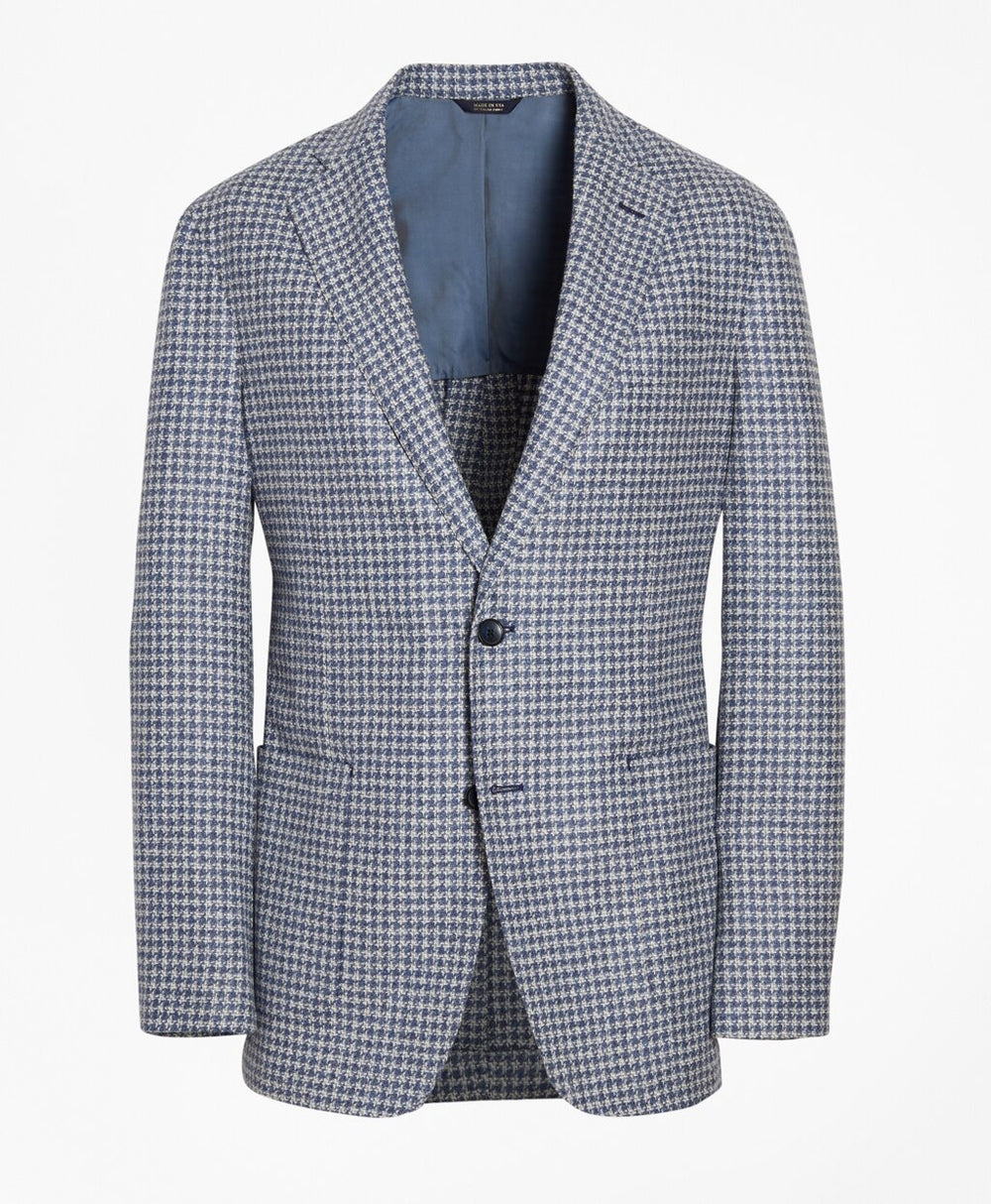 Brooks Brothers Men Golden Fleece® Wool-Blend Houndstooth Blue Sport Coat
