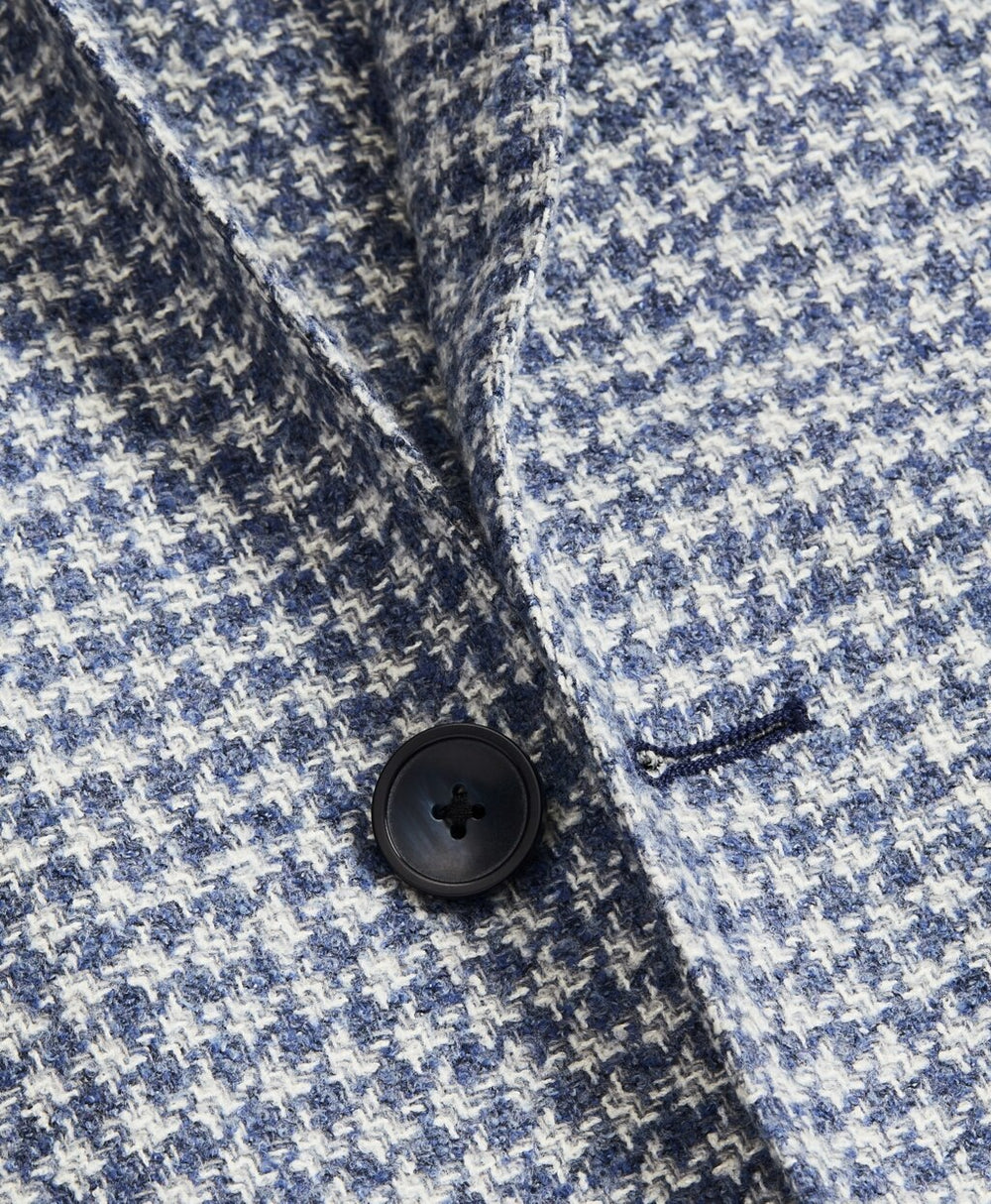 Brooks Brothers Men Golden Fleece® Wool-Blend Houndstooth Blue Sport Coat